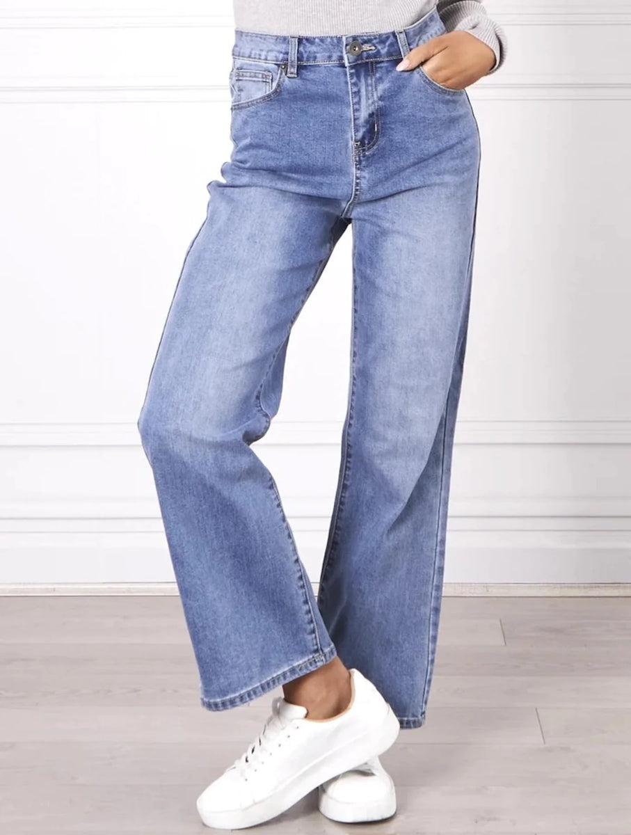 Wide Leg Jeans High Pantalon Beige Wide Leg Denim Jeans High Rise