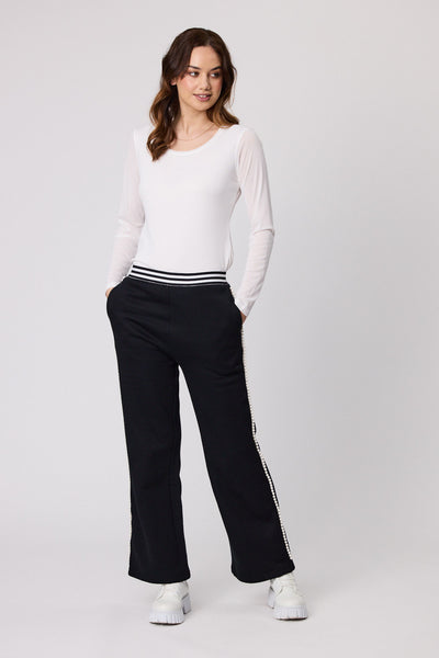 Women's Crop Pants Black Worn Brand Ellie Capri Wide Leg Cotton